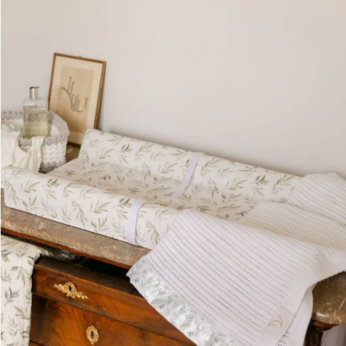 Linen Leaves Contour Wipeable Change Pad | The Gilded Bird US