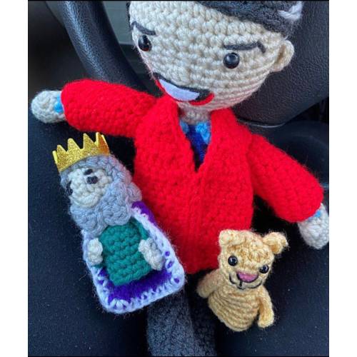 Mr. Rogers with King Friday and Daniel Tiger puppets