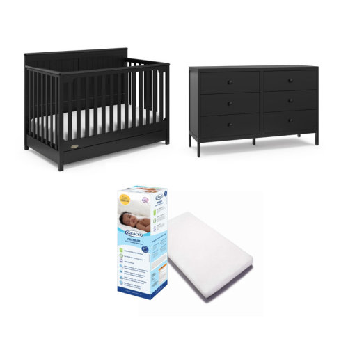 Graco Hadley 5-In-1 Convertible Crib With Drawer, Universal 6 Drawer Dresser, And Mattress Nursery Set & Reviews | Wayfair