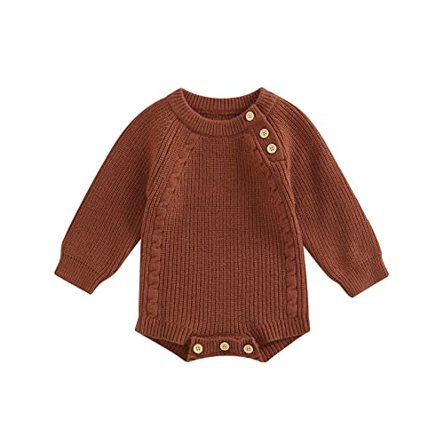 Newborn Baby Girl Boy Knit Sweater Romper Neutral One Piece Bodysuit Pullover Fall Winter Clothes