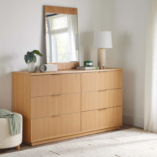Better Homes & Gardens Lillian Fluted 6 Drawer Dresser, Natural Pine Finish