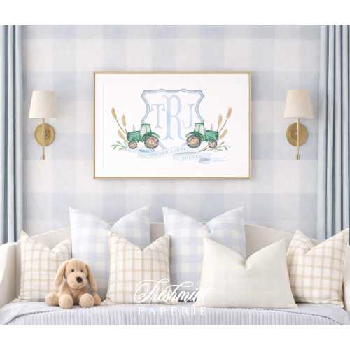 Tractor Nursery Wall Art, Monogram, Crest