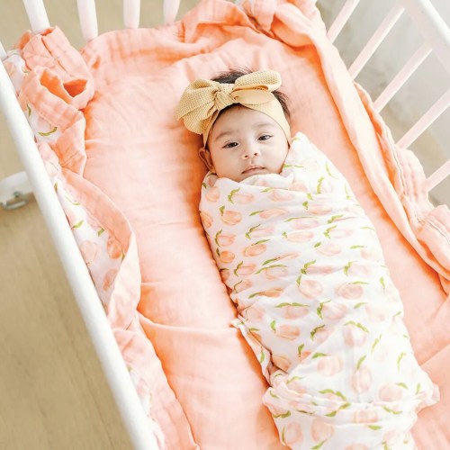 Georgia Muslin Peach Swaddle + FREE Burp Cloth