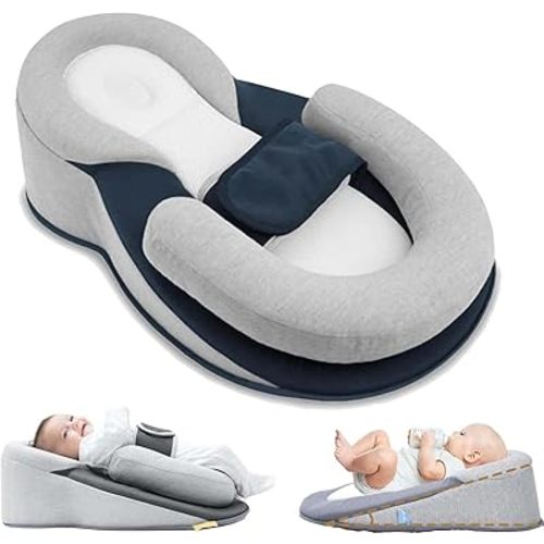 Rest Nest Baby Bed Acid Reflux with Strap, 2025 Upgraded Keesley Rest Nest Baby Sleeping Pillow for Newborn, for Comfortable Play & Feeding Support (Regular)