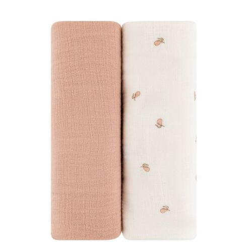 Ely's & Co. Cotton Muslin Swaddle Blanket Mauve Tulip and Stripes 2 Pack