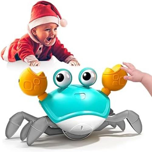 Crawling Crab Baby Toy,Tummy Time Crab Toy for Boy and Girl,Walking Crab Toys with Light and Music USB Charge,Infant Crawling Crab Toy for 3-12 Years Old Walking Toddler, Ideal Gifts for Kids