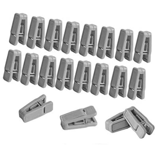 Aoshang 20 Pack Plastic Finger Clips for Hangers,Slim-line Finger Clips Plastic Hanger Clip for Velvet Hangers or Hanger (Gray)