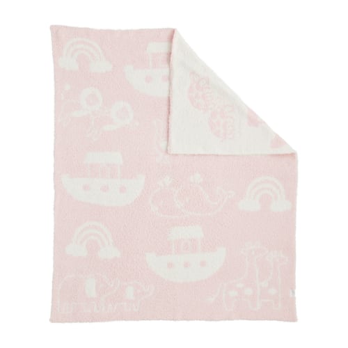 Pink Noah's Ark Chenille Blanket | Mud Pie