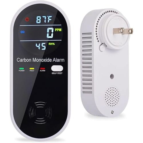 Carbon Monoxide Detector Plug in Wall, WESHLGD Portable Carbon Monoxide Detector for Travel, 3-in-1 CO Detector for Home and Travel Camping(CO Gas Meter Temperature Humidity Sensor)