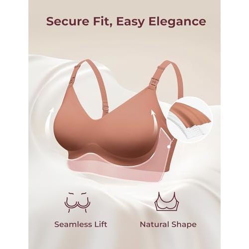 Momcozy Nursing Bras for Breastfeeding, YN21 Seamless Ultra Comfort Maternity Bra, Natural Shape, Pregnancy Sleep Bralette