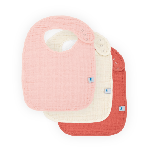 Cotton Muslin Classic Bib 3 Pack - Light Pink