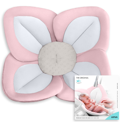 Blooming Bath Lotus Baby Bath Seat - Sink Baby Bath Insert, Pink/Gray