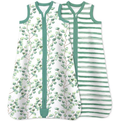 Bublo Baby Baby Wearable Blanket, Cotton Sleep Sacks for 6-12 Months, 2 Pack Unisex Sleeping Bag Sack, Medium Size, 2-Way Zipper, 0.5 Tog Breathable Cotton