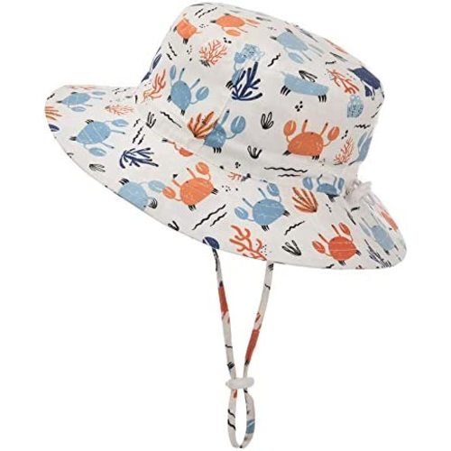 Baby Sun Hat Adjustable - Outdoor Toddler Swim Beach Pool Hat Kids UPF 50+ Wide Brim Chin Strap Summer Play Hat