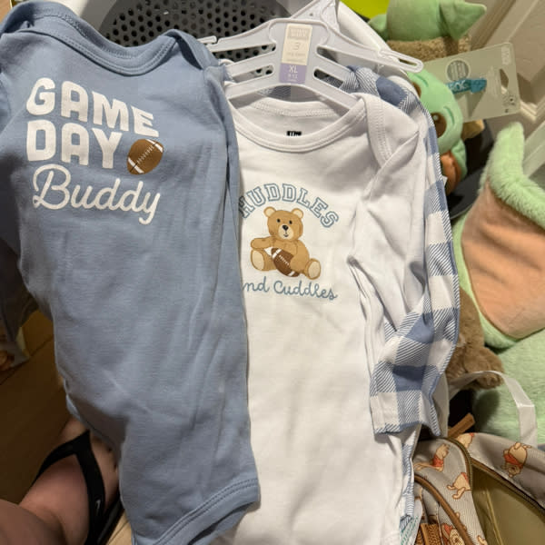Hudson Baby Cotton Long-Sleeve Bodysuits, Gray Football Buddy