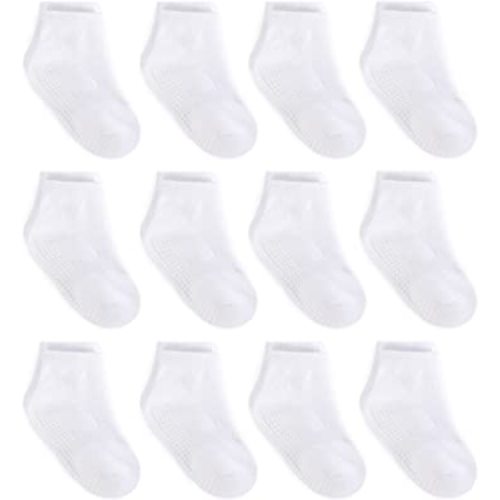 ZAPLES Baby Non Slip Grip Ankle Socks with Anti Skid Grippers Boys Girls Low Cut for Infants Toddlers Kids