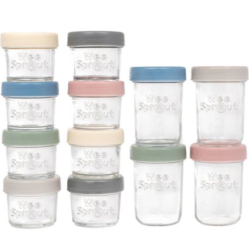 WeeSprout Glass Baby Food Storage Jars with Lids, Reusable Small Containers - 4/8 oz, 8/12 Pack