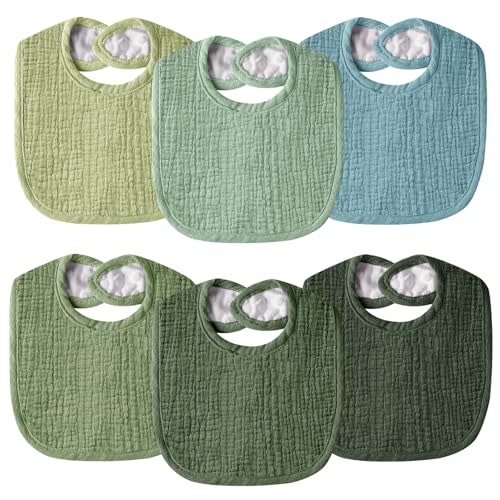 Wrrernsin Muslin Baby Bibs for Unisex Boys Girls, Cotton Drool Bibs, Adjustable Newborn Bibs for Drooling and Teething