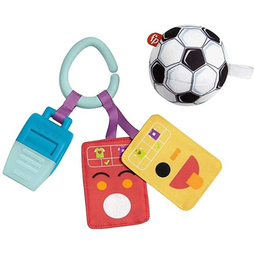 Fisher-Price Just for Kicks Newborn Gift Set of 3 Soccer-Themed Rattle Teether and Crinkle Toys for Infant Sensory Play