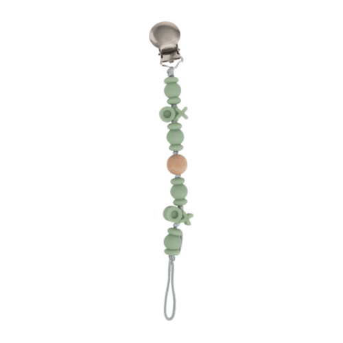 Silicone and Wood Beaded Pacifier Clip