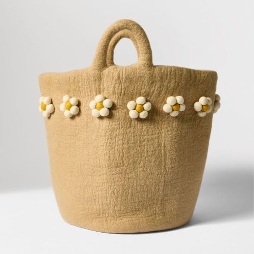 Felt Daisy Hamper color cream