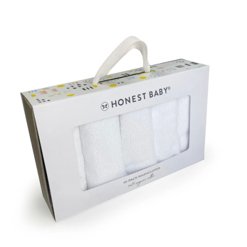 10-Pack Organic Cotton Baby-Terry Wash Cloths, Bright White | Honest Baby Clothing