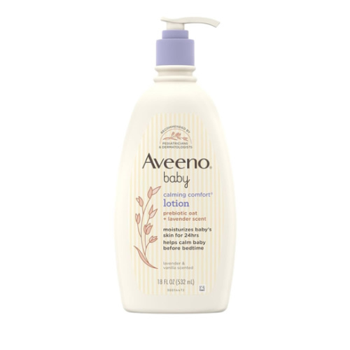 Aveeno Baby Calming Comfort Moisturizing Body Lotion with Relaxing Lavender & Vanilla Scents, Non-Greasy Baby Lotion, Nourishing Prebiotic Oatmeal, Paraben- & Phthalate-Free, 18 fl. oz