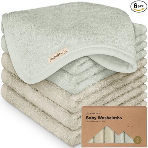 6-Pack Baby Washcloths – Soft Absorbent Viscose from Bamboo Washcloths for Face, Body, Baby Towels for Newborn, Kids, Toddlers, Infant,Gentle on Sensitive Skin,10x10 Reusable Face Towels(Stone/Dove)