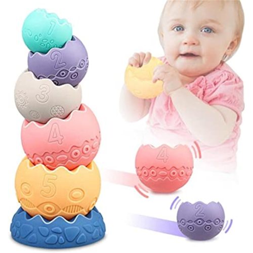 Baby Sensory Balls Toys for Babies 6 9 12 18 Months Soft Building Blocks Toddlers Montessori Early Developmental Educational Fine motor skills Stacking Ring Infant Boys Girls Gifts One 1 2 3 Year Old