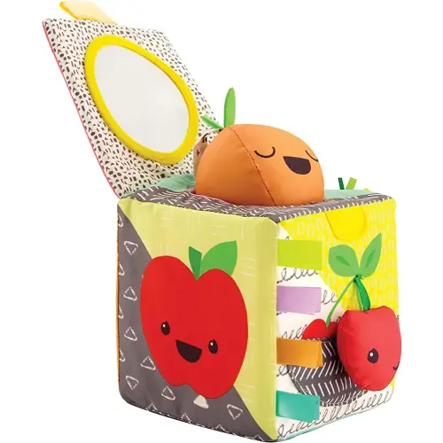 Infantino Peek & Seek Sensory Discovery Cube, Selfie Mirror, Early Fine Motor Skills Development, for Infants & Toddlers 3M+