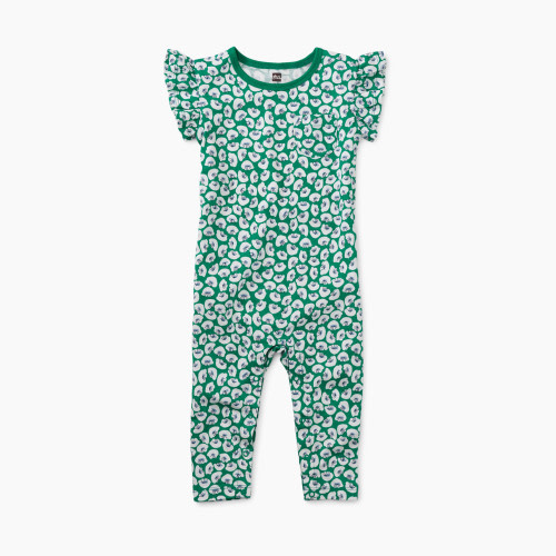 Tea Collection Ruffle Shoulder Baby Romper - Rolling Floral, 3-6 M