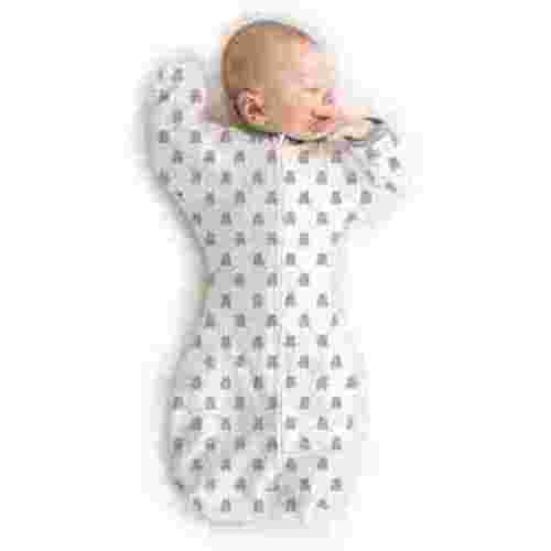 Amazing Baby Transitional Swaddle Sack with Arms Up Half-Length Sleeves and Mitten Cuffs, Better Sleep for Baby Boy & Baby Girl, Tiny Bear, Medium 3-6 Mo, 14-21 lbs