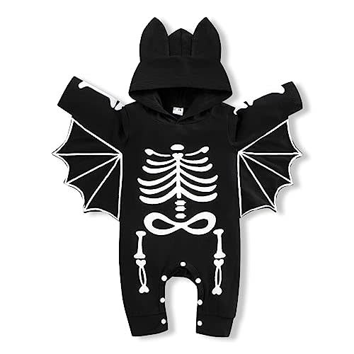 Newborn Baby Boy Girl Halloween Cosplay Bat Outfit Hooded Romper Jumpsuit My First Halloween Infant Boy Hooded Playsuit