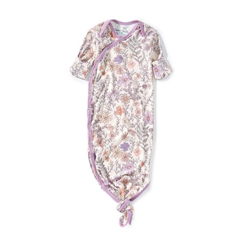 Copper Pearl Baby Girls Newborn-6 Months Flora Floral Print Long Sleeve Knotted Gown