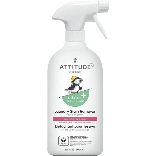 ATTITUDE Baby Laundry Stain Remover, Plant and Mineral-Based Ingredients, Vegan and Cruelty-free Household Products, Unscented, 27.1 Fl Oz