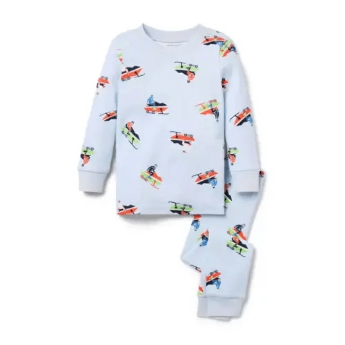 Boy Pale Blue Snowmobile Good Night Pajamas In Snowmobile by Janie and Jack