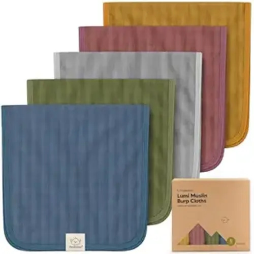 KeaBabies Cotton Muslin Burp Cloths Baby Boy, Girl, 5-Pack 20x10 (Corals) | Soft Absorbent Burping Cloth for Babies, Large Baby Towels, Washcloths for Newborn, Spit Up Rags, No Shrink, Machine Washable