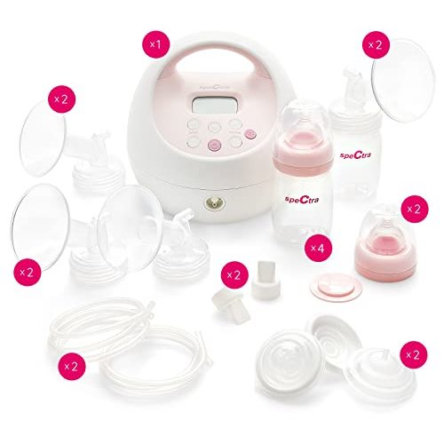 Spectra - S2 Plus Electric Breast Milk Pump Bundle w/ S1 Pump, Bottles, backflow Protectors, tubing, Duckbill Valve, and Flanges 24/28mm
