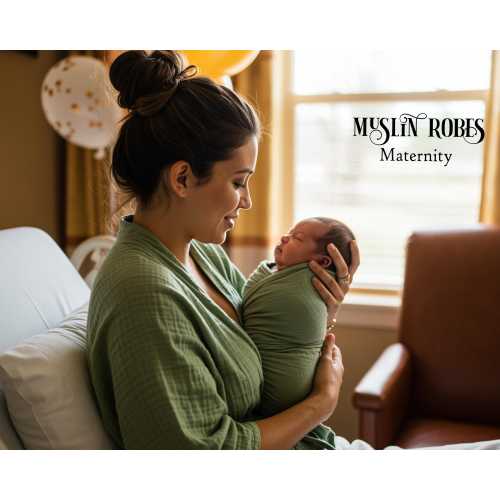 Maternity Muslin Robes & Baby Swaddle Set, Muslin Robe, Mommy and Baby Robes Pregnancy Gift Idea Hospital Robes Mommy and Me Outfits