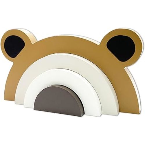 Wooden Bear Rainbow Decoration Wooden Bear Rainbow Decor Kids Room Decor Woodland Nursery Decor for Baby Bear Nursery Decor for Bedroom Nursery Room Shelf…