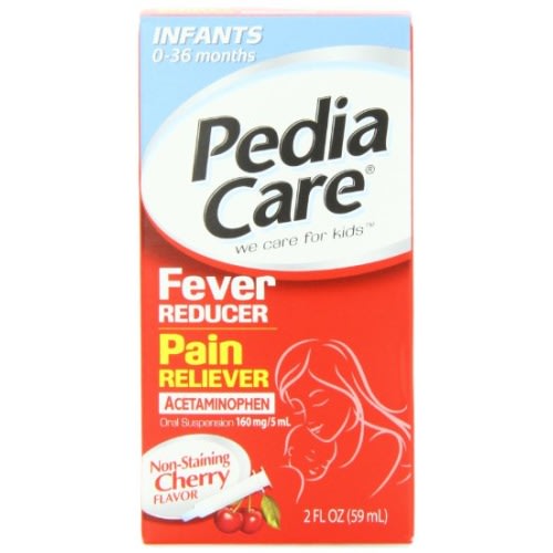 Pediacare Infants | 0 - 36 months | Acetaminophen Fever Reducer Pain Reliever | Non Staining Cherry | 2 Fluid Oz