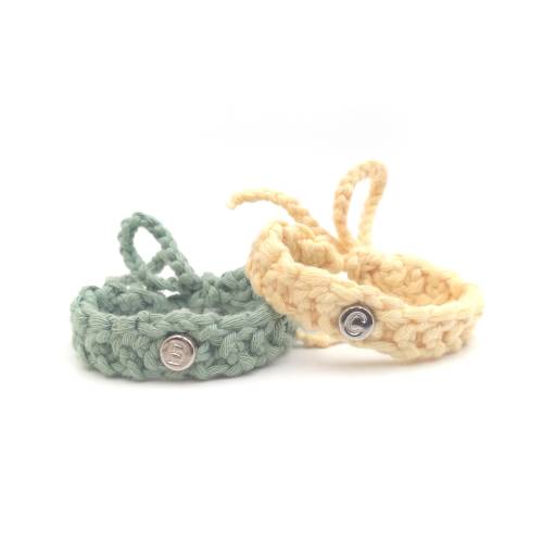 Twin ID Bracelets Newborn / Twin ID Anklet From Organic Cotton / Silver Colored Letters / 2 pcs