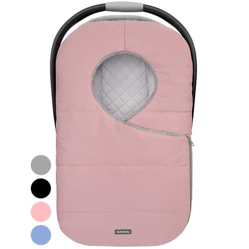 Winter Carseat Cover for Baby | Infant Car Seat Cover Baby | Doona Accessories | Winter Car Seat Canopy for Boys & Girls | New Born Essentials Must Haves for Cold Weather | Warm & Thick Fleece (Pink)