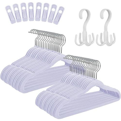 Tinfol Light Purple Kids Velvet Hangers 60 Pack
