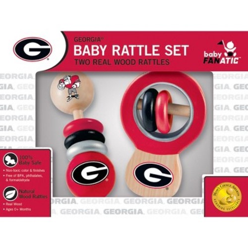 Baby Fanatic Wood Rattle 2 Pack - NCAA Georgia Bulldogs Baby Toy Set