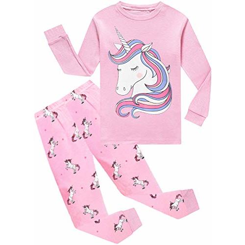 Little Hand Girls Dinosaur Pajamas Long Sleeve Unicorn Sleepwear Pajama Cute Princess Pjs for Toddler Clothes 2-7 Years