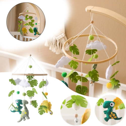 Dinosaur Themed Baby Mobile, Handmade Gender-Neutral Nursery Hanging Decor for Crib and Room Accent