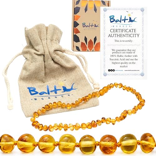 Baltic Amber Necklace - Authentic Honey Baroque - Natural Comfort - 12.5 Inch - Screw Clasp