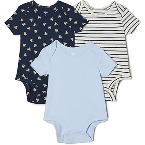 Amazon Essentials x Sofia Grainge Unisex Babies' Short Sleeve Crewneck Bodysuit, Pack of 3