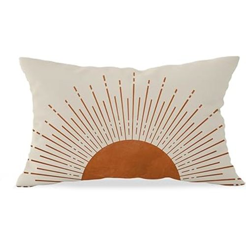 OGILRE Sun Sunrise Sunshine Abstract Home Girls Bedroom Room Decorations Soft Throw Pillow Cover, Sunset Boho Pillow Case Pillowcase, 12x20 Inch